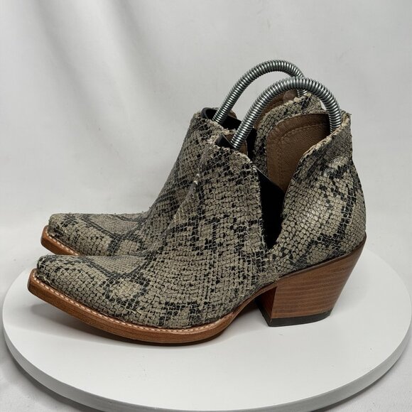 Ariat Women's Ankle Boots Size 6B Dixon Snip Toe Snake Print Western Booties - Picture 1 of 8